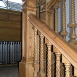 newel post, spindles, handrail, restoration, reclaimed, pitch pine, woodturning, Scotland, woodturner