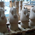 knights, chess pieces, outdoor chess, custom made, oak, traditional style, bespoke,chess set, chess sets, hand made, hand carved, sustainably sourced oak,