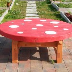 mushroom table, gardens , friendship table, garden furniture, sculpture, school playground, bespoke, designed by pupils, eco garden,