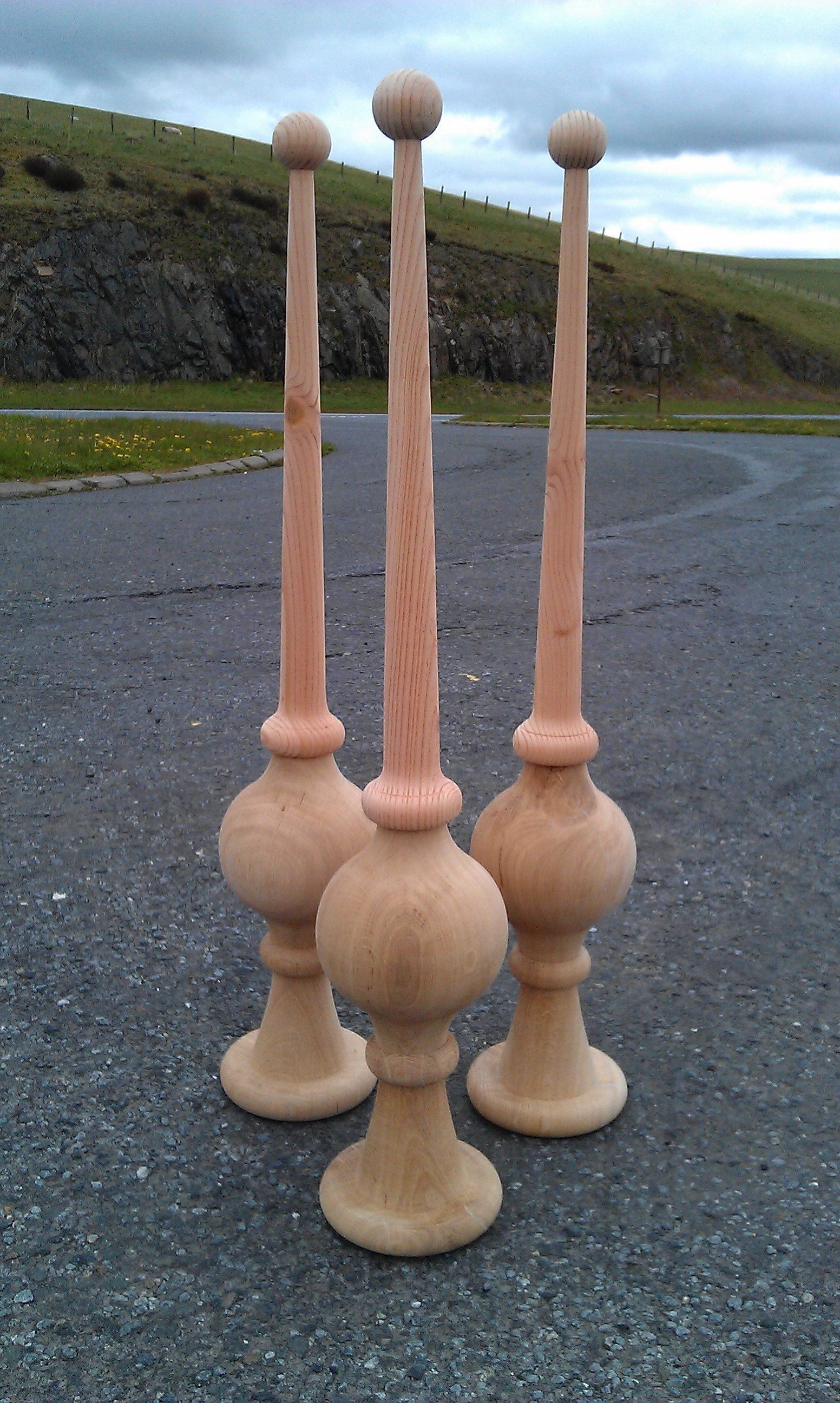 roof finials, douglas fir, restoration joinery, custom joinery in Scotland, custom woodturning, specialist joinery, conservation,