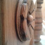 pitch pine rosette boss, restoration, replica, newel posts, reclaimed pitch pine, bespoke, hand carved, original feature, spindles,
