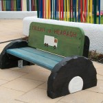 lorry bench , garden furniture, friendship bench, sculpture, school playground, outdoor furniture, bespoke, designed by pupils, eco garden,