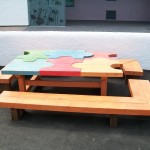 jigsaw table, schools and gardens, sculpture, school playground, bespoke, friendship bench, made in Scotland, designed by pupils,