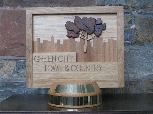 award, trophies, solid oak, hand carved, sculpture, trophy, bespoke design, custom made, unique award,