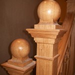 oak ball newel caps, arts and crafts, solid oak, bespoke, hand made, staircase restoration, conservation, Scottish oak, sustainable source,