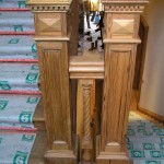 pitch pine newel posts, newel post, spindles, restoration, reclaimed, pitch pine, bespoke, custom made, replica, rope twist, conservation,