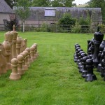 outdoor chess set ,traditional, outdoor chess, custom made, chess set, chess sets, oak, hand carved, Made in Scotland, bespoke, Scottish, wood turner.
