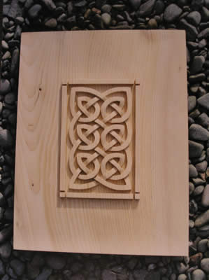celtic knotwork panel, hand carved, celtic knotwork, cedar, wood carving, made in Scotland, celtic design, wedding gift, bespoke,