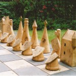 clan theme ,outdoor chess, chess sets, Scottish, medieval, sculpture, garden game, hand-made, woodturning, bespoke, custom made,