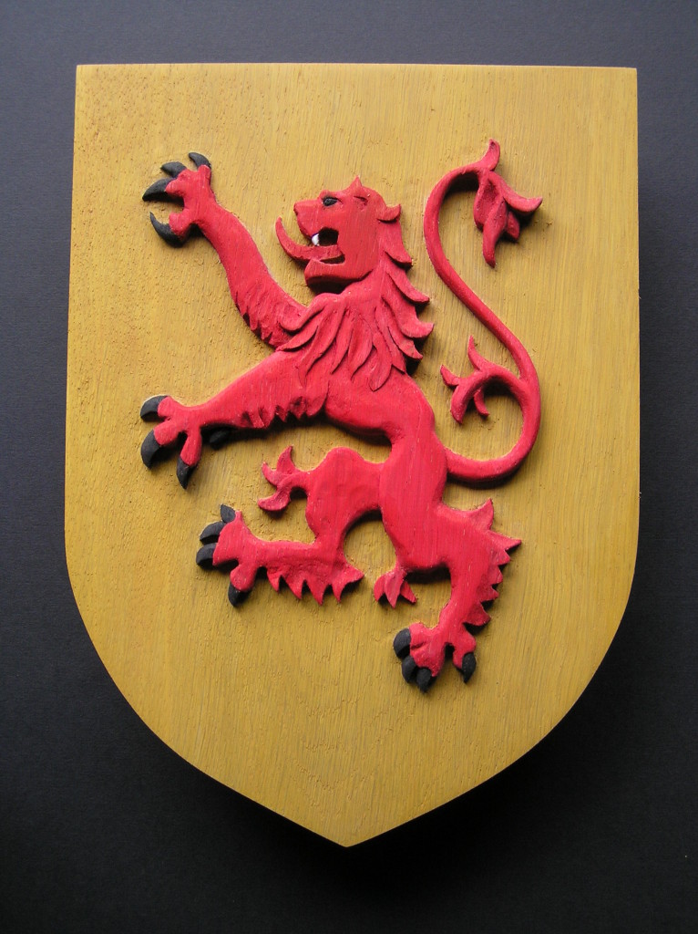 Bannockburn Anniversary, 1314, Scottish, oak, carved, Lion Rampant, MacDuff, shield, ,bespoke carving, custom carving,