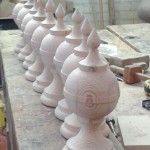 pendant finials, copies of originals, restoration project, reclaimed scots pine, custom made, by hand, woodturning, hand made, conservation, wood finials,