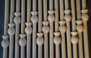 stair spindles, spindles, thistle decoration, thistle, Scottish, oak, bespoke, custom design , hand made, modern design,
